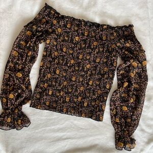 Lucy Paris Floral Off Shoulder Smocked Top